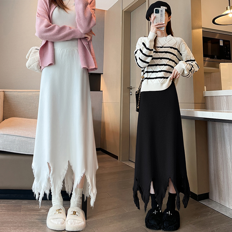 Drape autumn and winter long dress irregular skirt for women