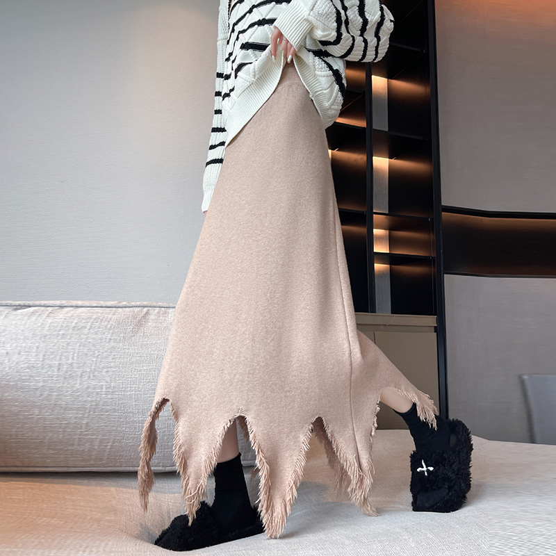 Drape autumn and winter long dress irregular skirt for women