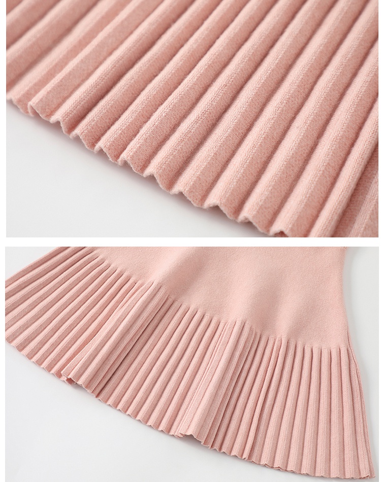 A-line fold slim short skirt pleated knitted skirt for women