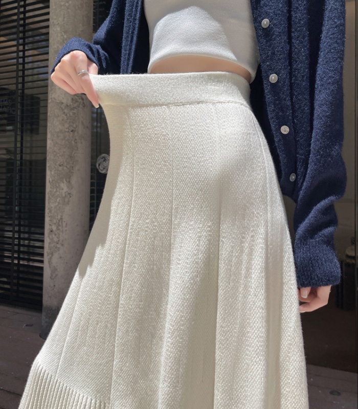 Knitted high waist long skirt slim long skirt for women