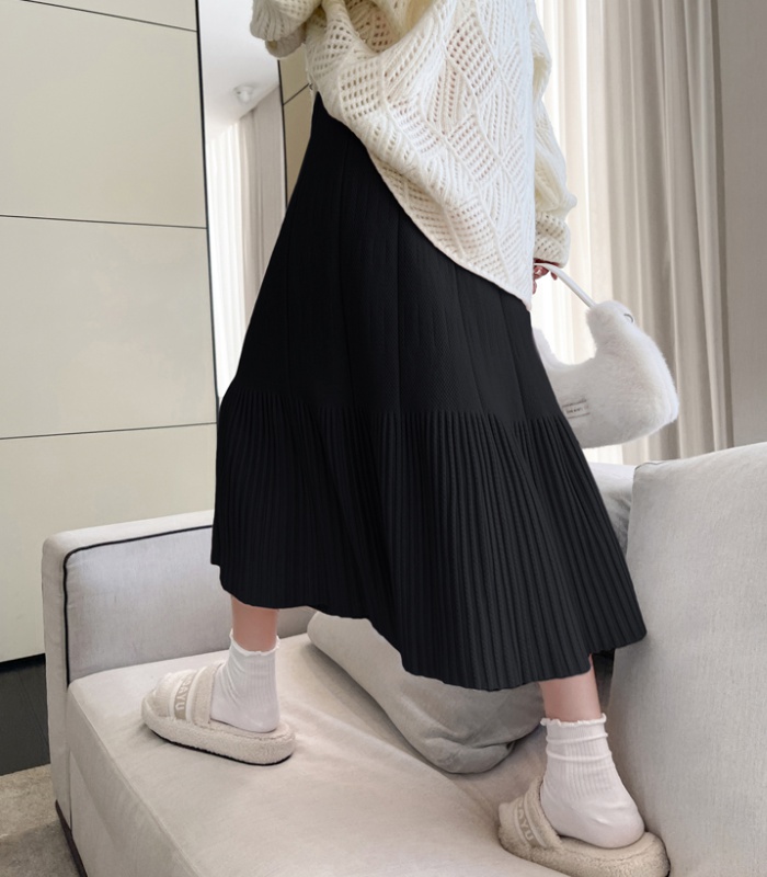 Knitted high waist long skirt slim long skirt for women