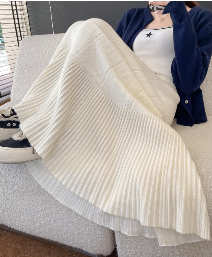 Knitted high waist long skirt slim long skirt for women