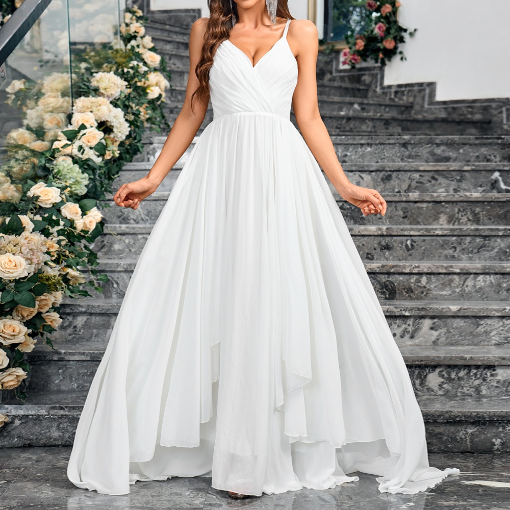 Pure sling formal dress sleeveless wedding dress