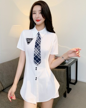 College style slim dress spring and summer shirt for women