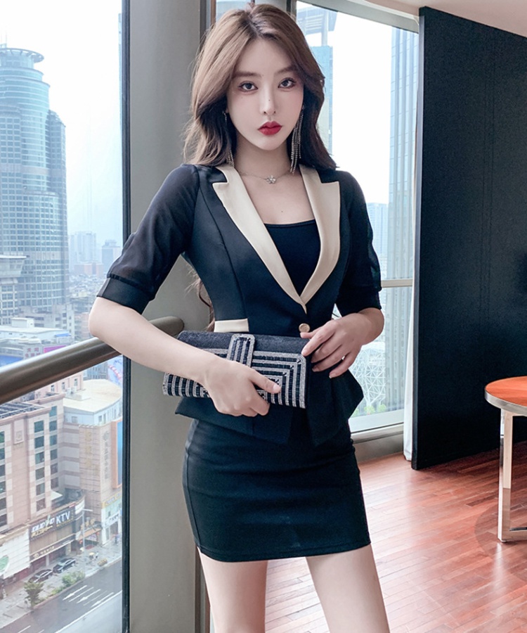 Spring and summer slim coat pinched waist business suit a set