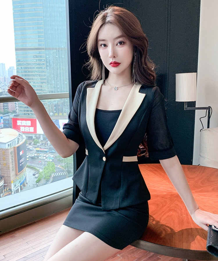 Spring and summer slim coat pinched waist business suit a set