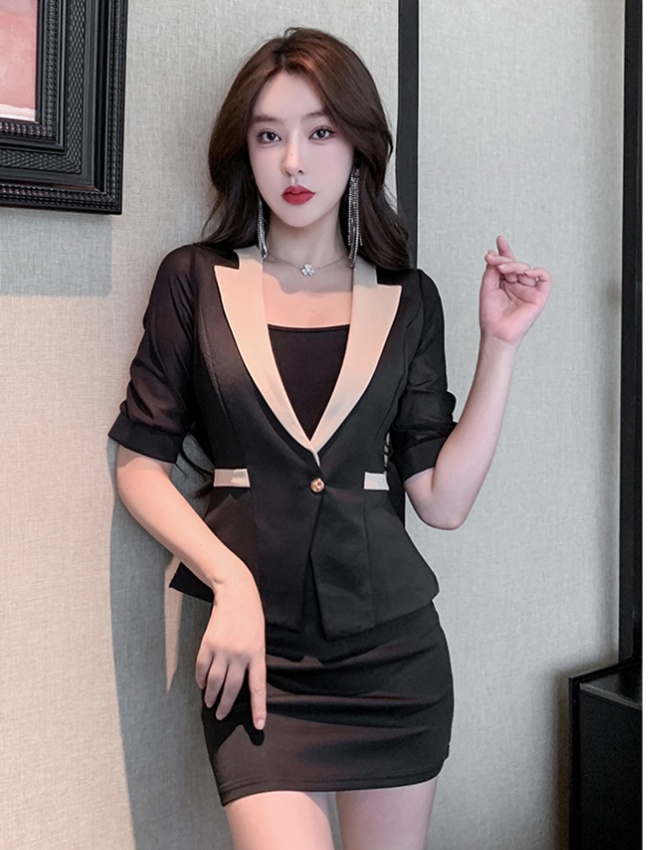 Spring and summer slim coat pinched waist business suit a set