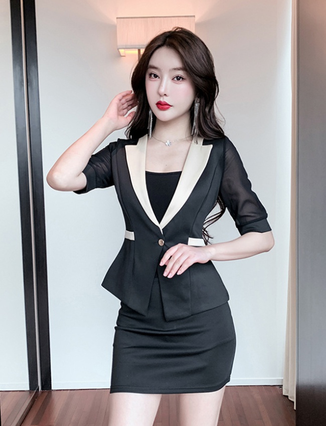 Spring and summer slim coat pinched waist business suit a set