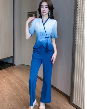 Chinese style tops retro long pants a set