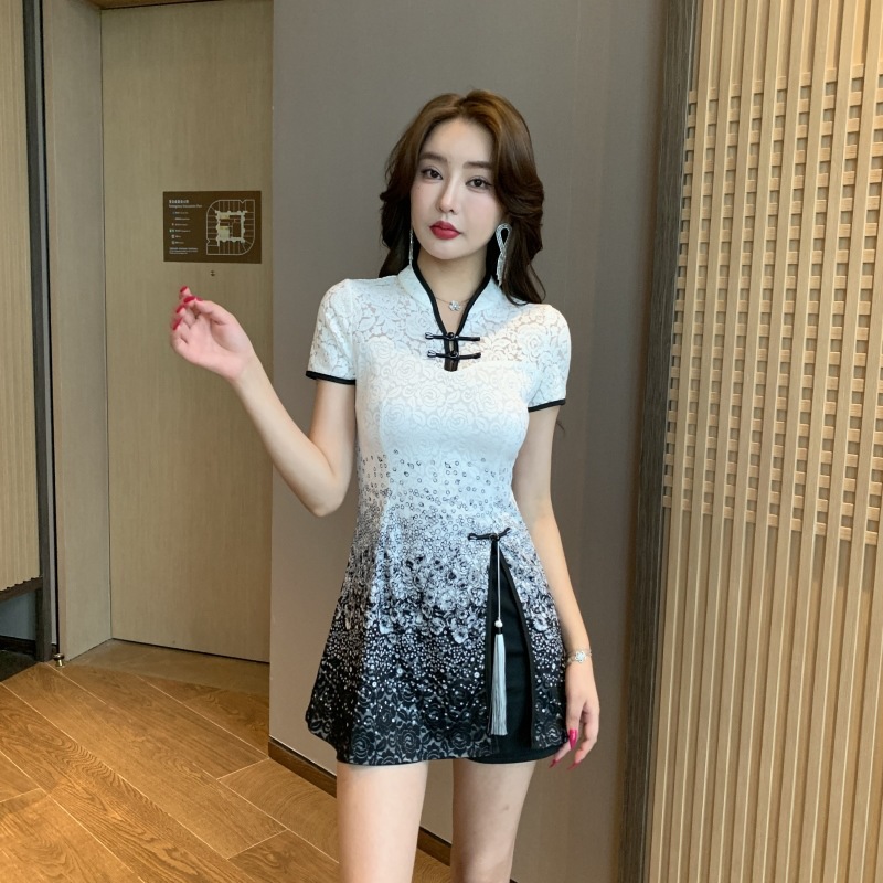 Overalls spring and summer cheongsam fashion dress a set