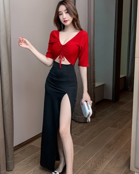 Low-cut night show long dress slim temperament evening dress