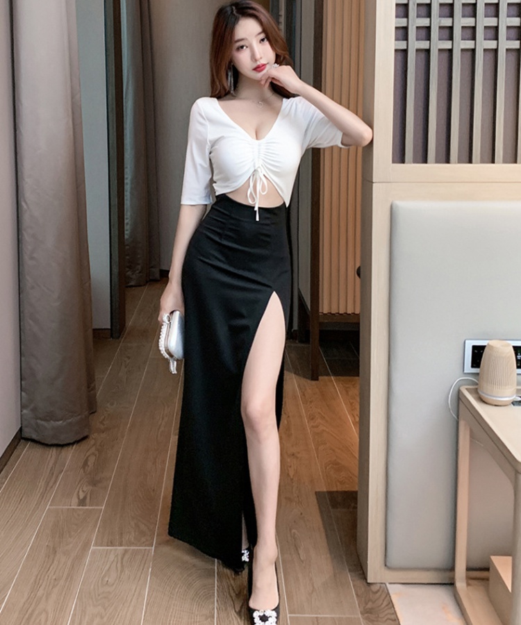 Low-cut night show long dress slim temperament evening dress