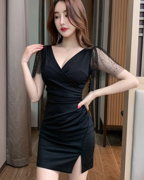 Night show short V-neck slim low-cut sexy dress for women