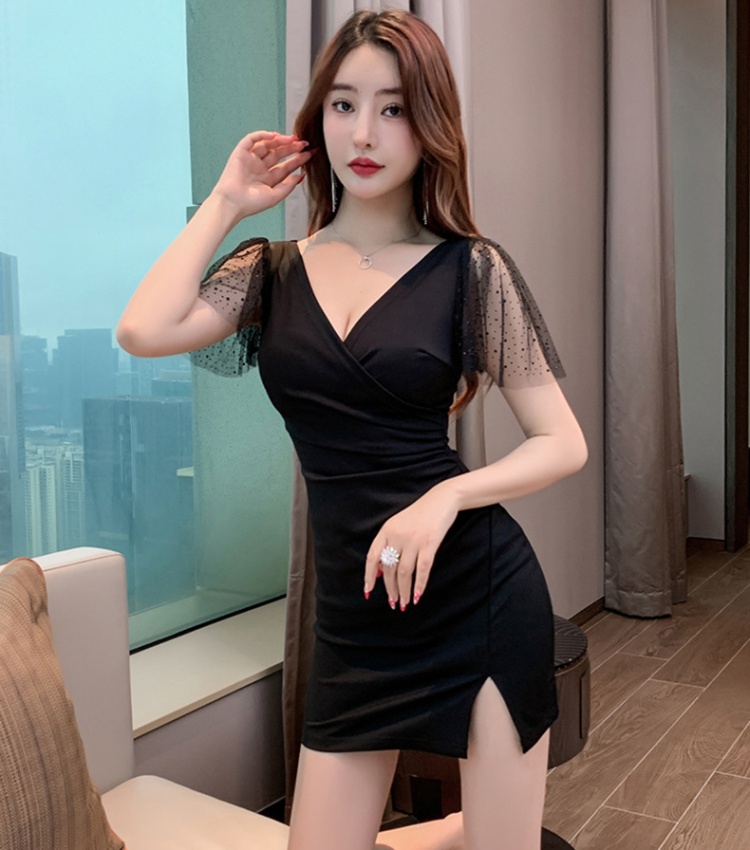 Night show short V-neck slim low-cut sexy dress for women