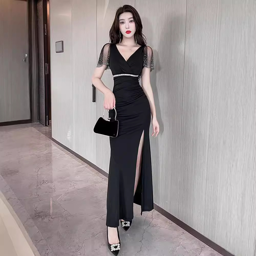 Mopping slim dress gauze temperament long dress for women