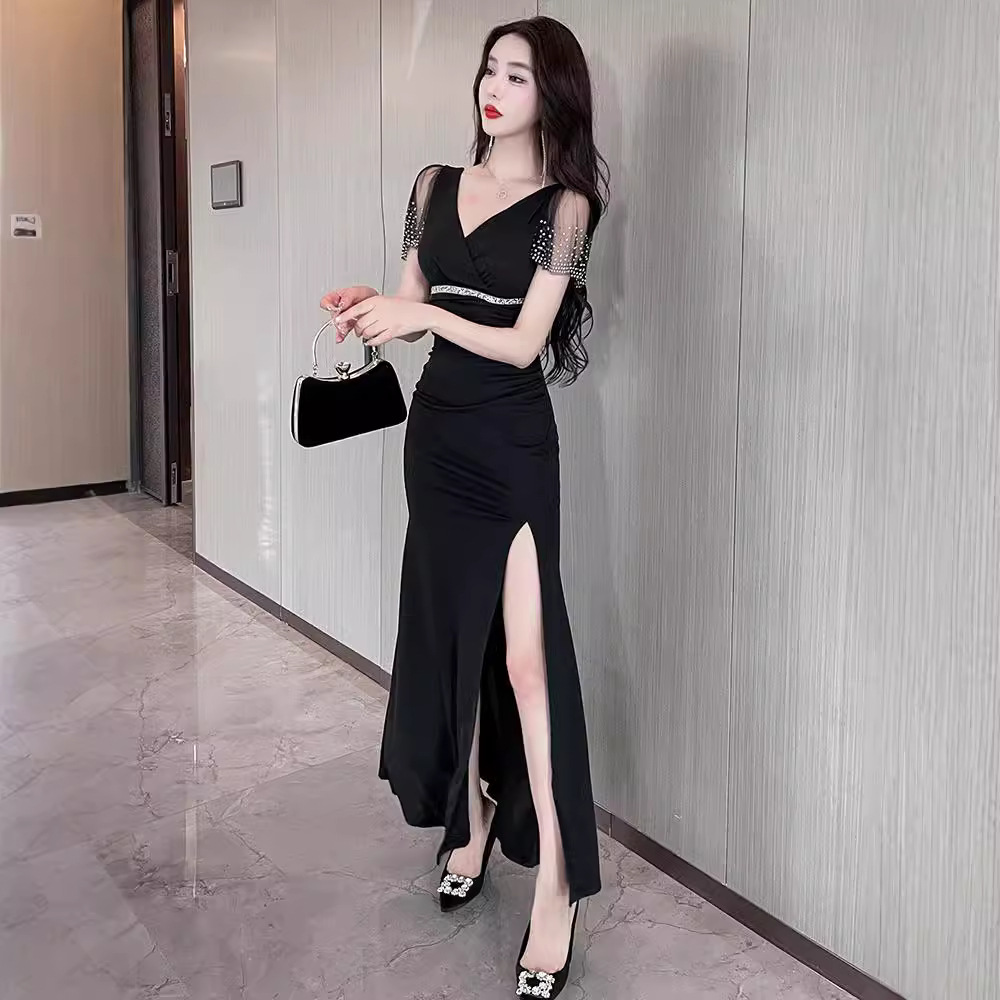 Mopping slim dress gauze temperament long dress for women