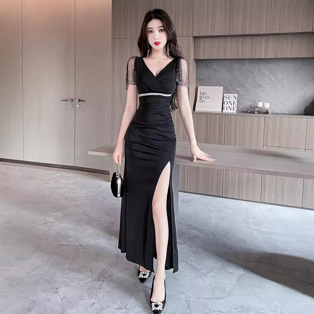 Mopping slim dress gauze temperament long dress for women