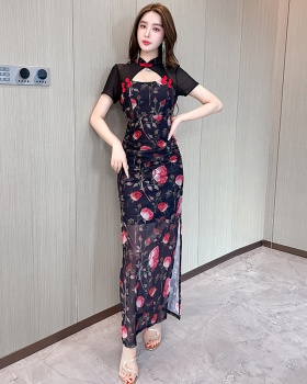 Fashion temperament dress package hip floral cheongsam