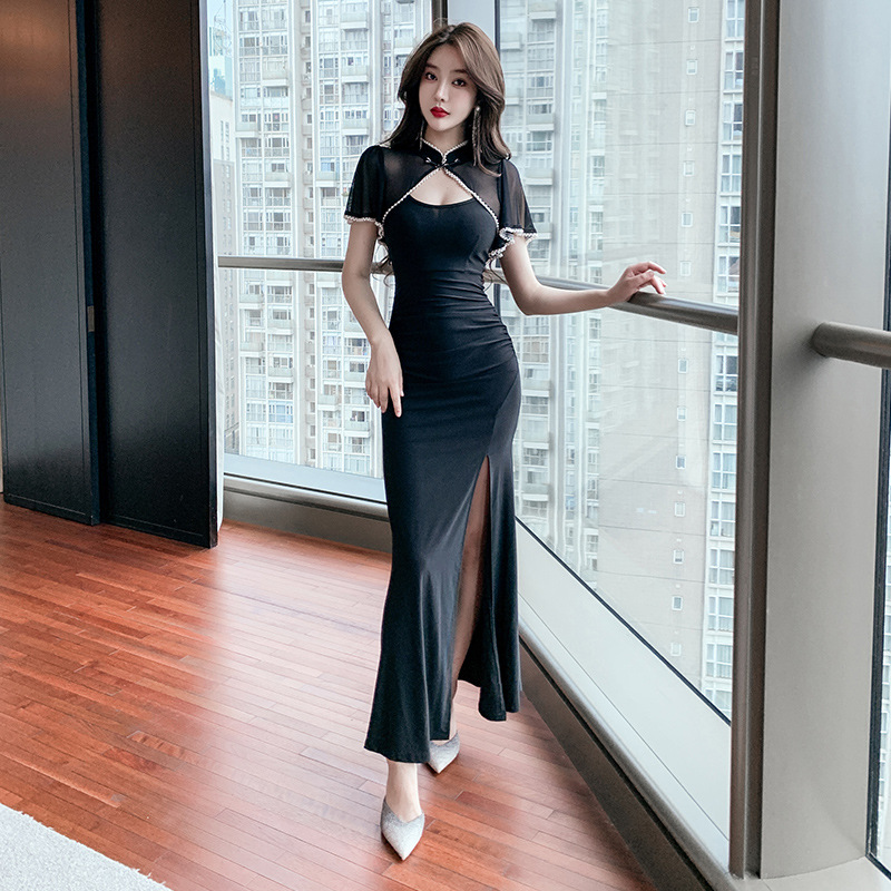 Ladies temperament cheongsam overalls long dress