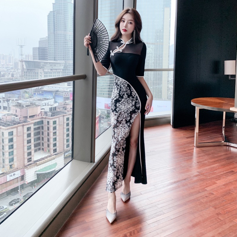 Chinese style dress long formal dress for women