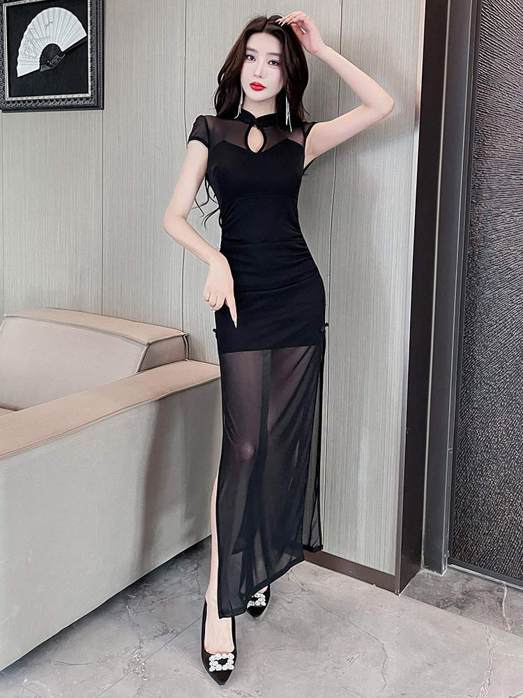 Spring and summer gauze evening dress nightclub sexy cheongsam