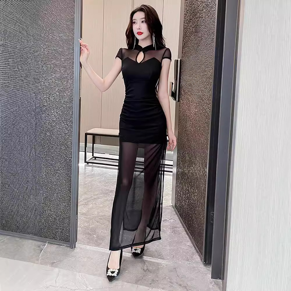 Spring and summer gauze evening dress nightclub sexy cheongsam