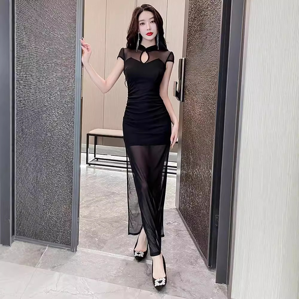 Spring and summer gauze evening dress nightclub sexy cheongsam