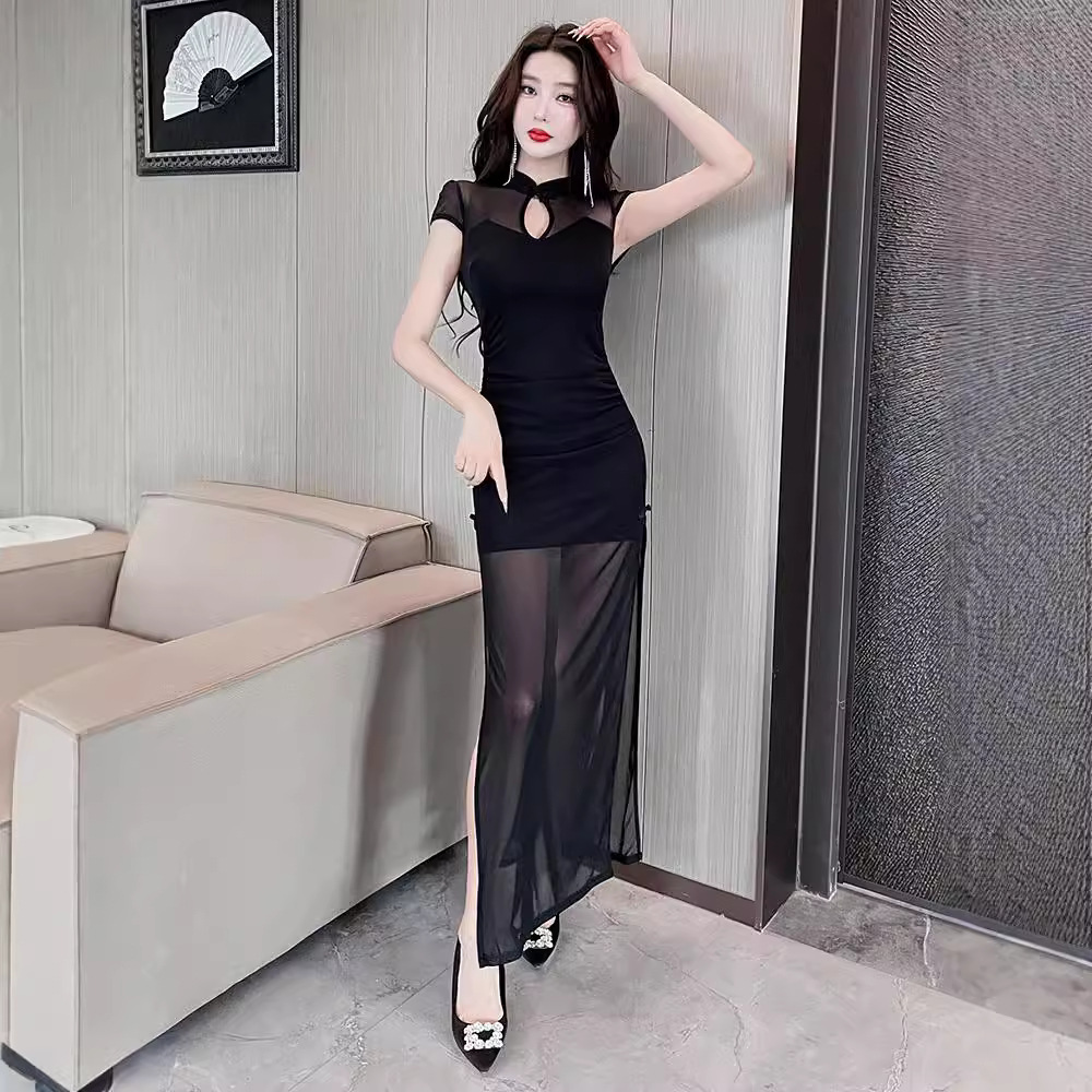 Spring and summer gauze evening dress nightclub sexy cheongsam