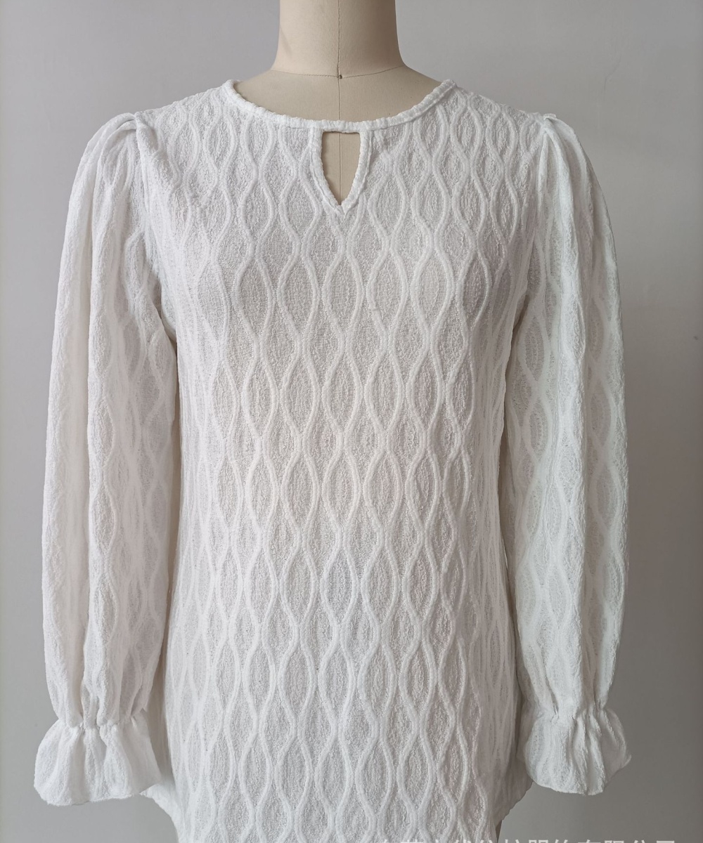 European style jacquard pure long sleeve tops for women