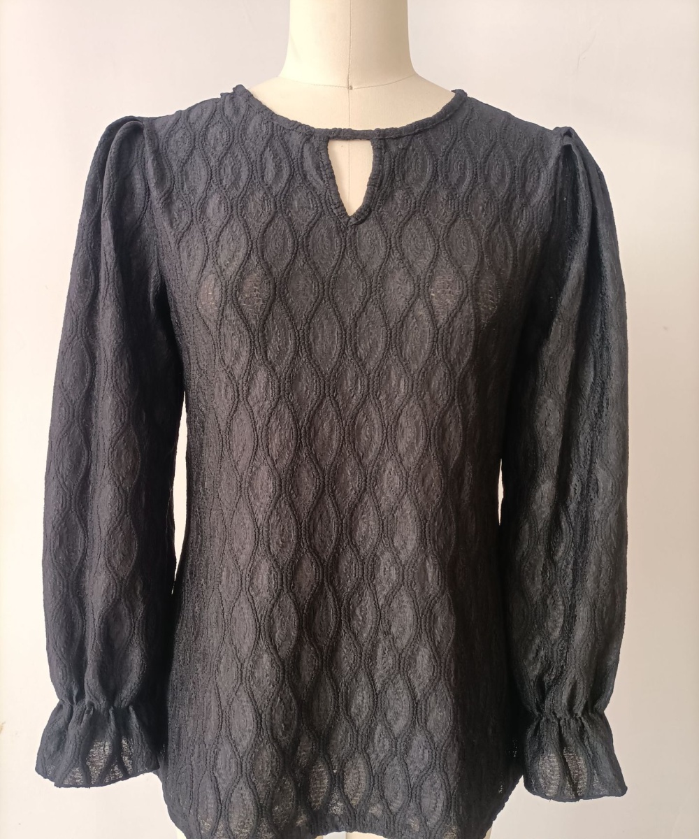 European style jacquard pure long sleeve tops for women