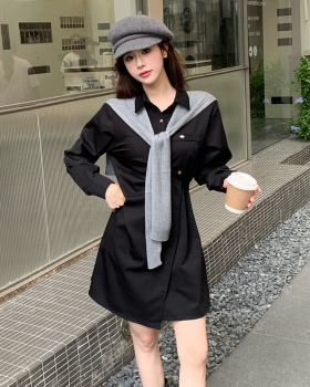 Long fashion shawl short sleeve dress 2pcs set