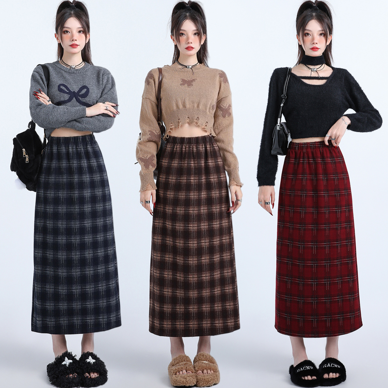 Casual split skirt autumn and winter long dress for women