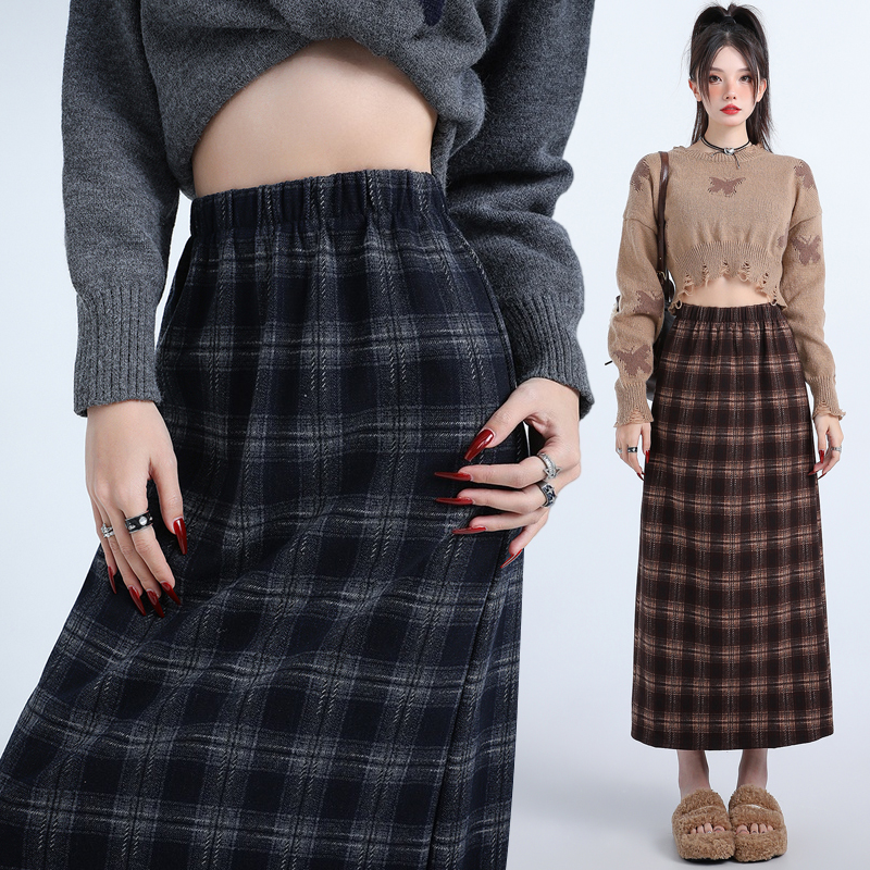 Casual split skirt autumn and winter long dress for women