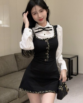 Long sleeve fashion dress Pseudo-two shirt for women