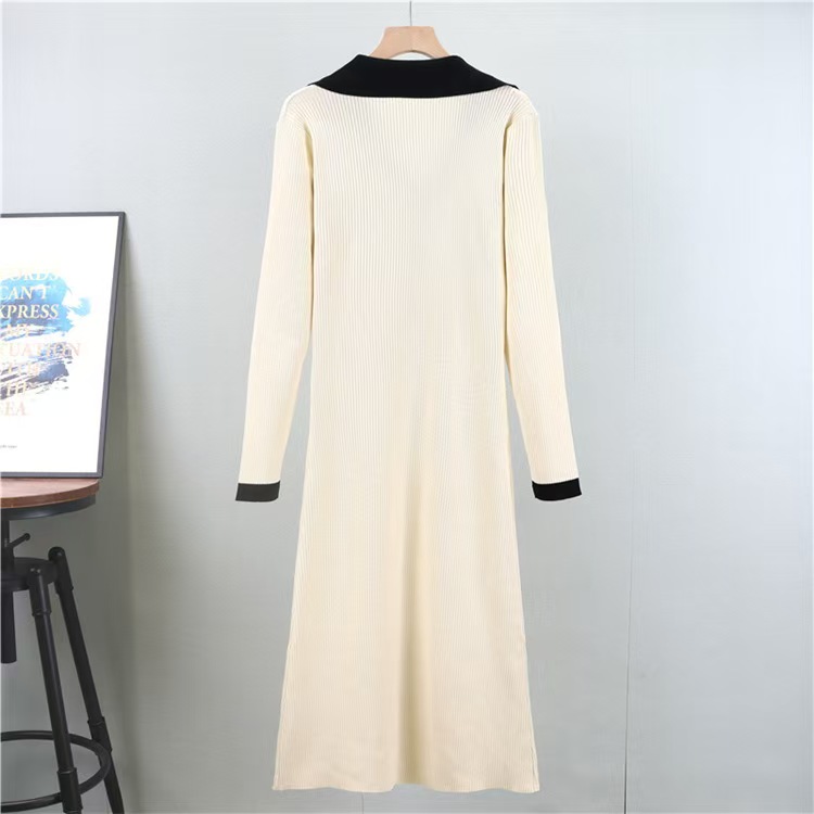 Autumn and winter knitted temperament slim elegant dress