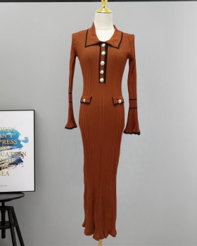 Autumn and winter ladies spicegirl lapel temperament dress