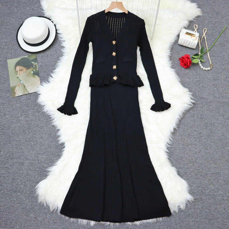 European style knitted temperament dress