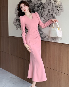 Fashion autumn dress temperament package hip long dress