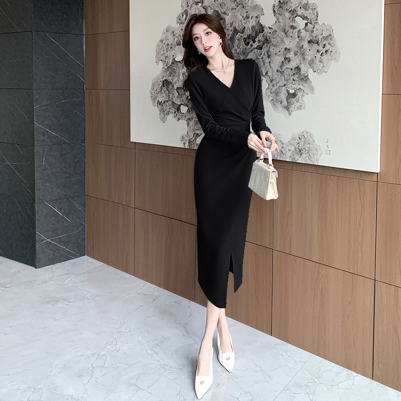 Autumn split long dress temperament fashion dress