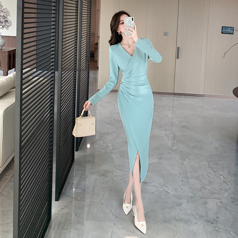 Autumn split long dress temperament fashion dress