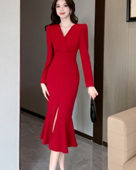 Package hip autumn long dress light luxury fashion dress