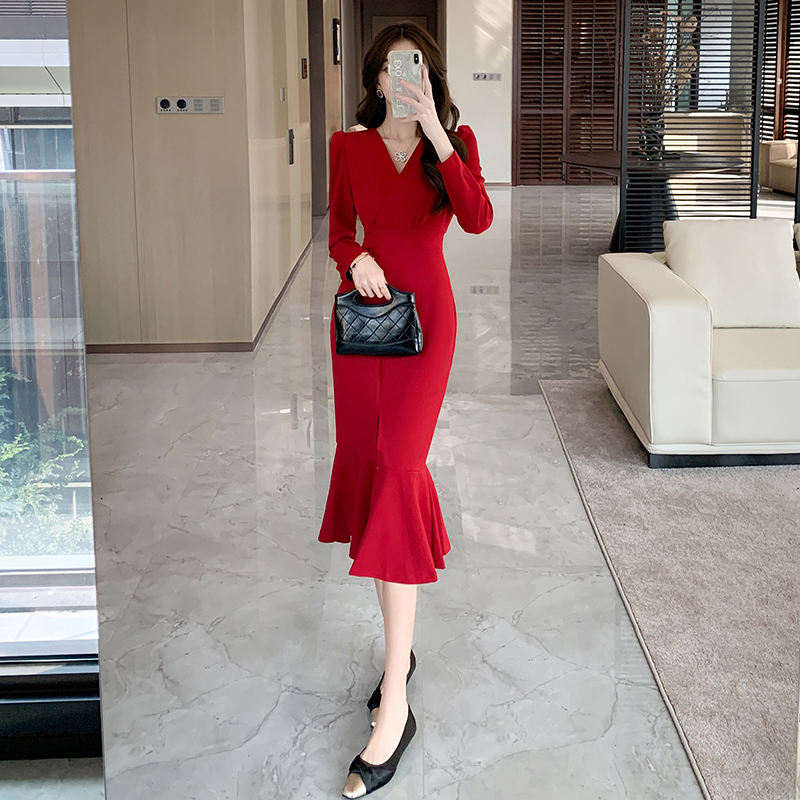 Package hip autumn long dress light luxury fashion dress