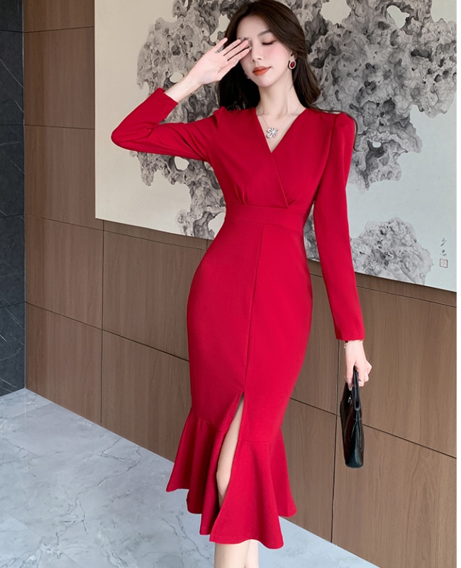 Package hip autumn long dress light luxury fashion dress