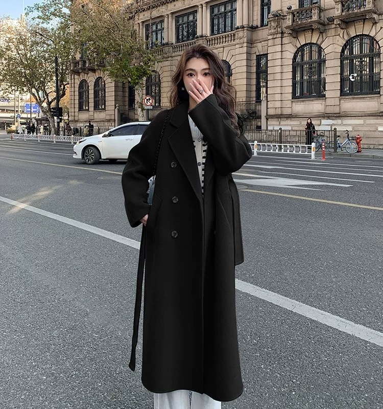 Autumn and winter commuting frenum woolen coat for women