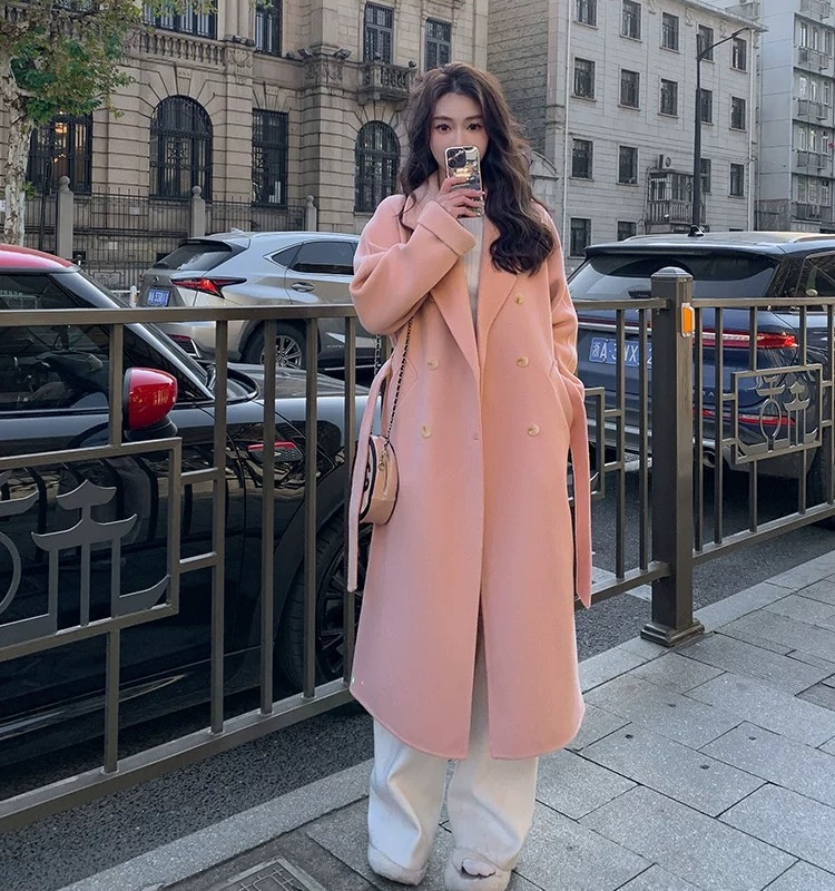 Autumn and winter commuting frenum woolen coat for women