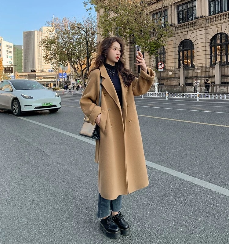 Autumn and winter commuting frenum woolen coat for women