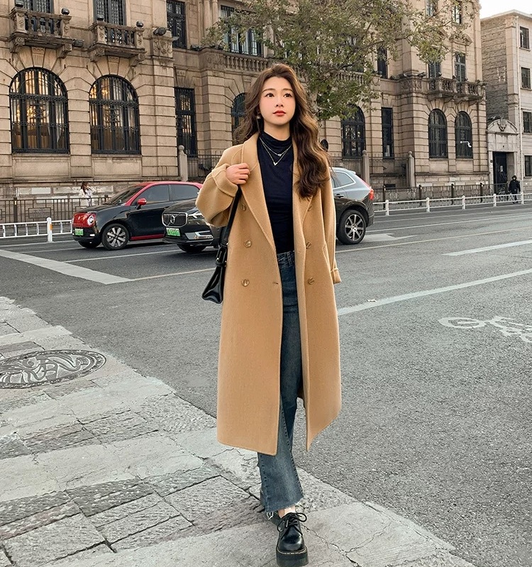 Autumn and winter commuting frenum woolen coat for women