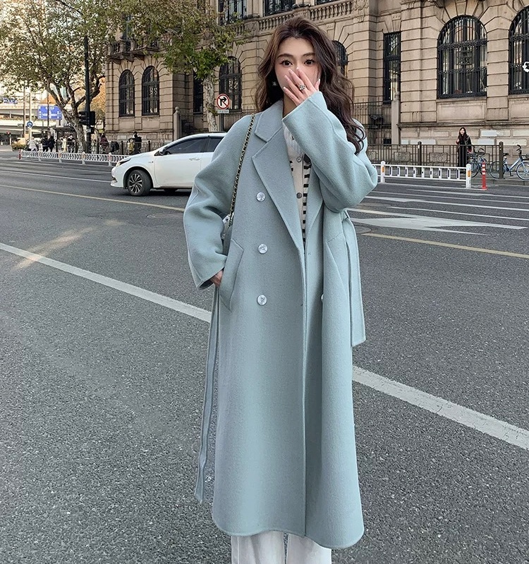 Autumn and winter commuting frenum woolen coat for women