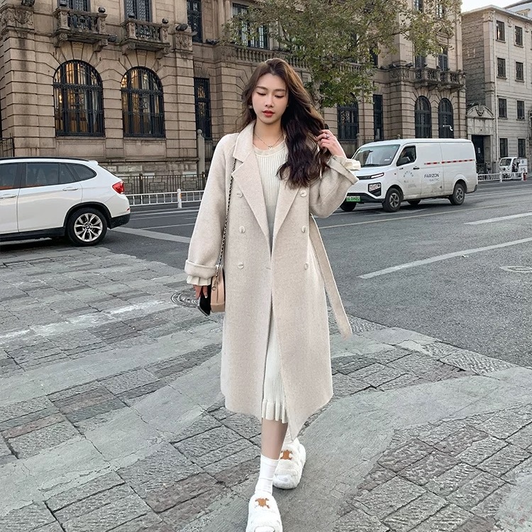 Autumn and winter commuting frenum woolen coat for women