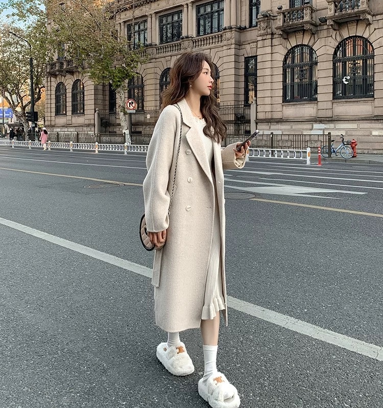 Autumn and winter commuting frenum woolen coat for women